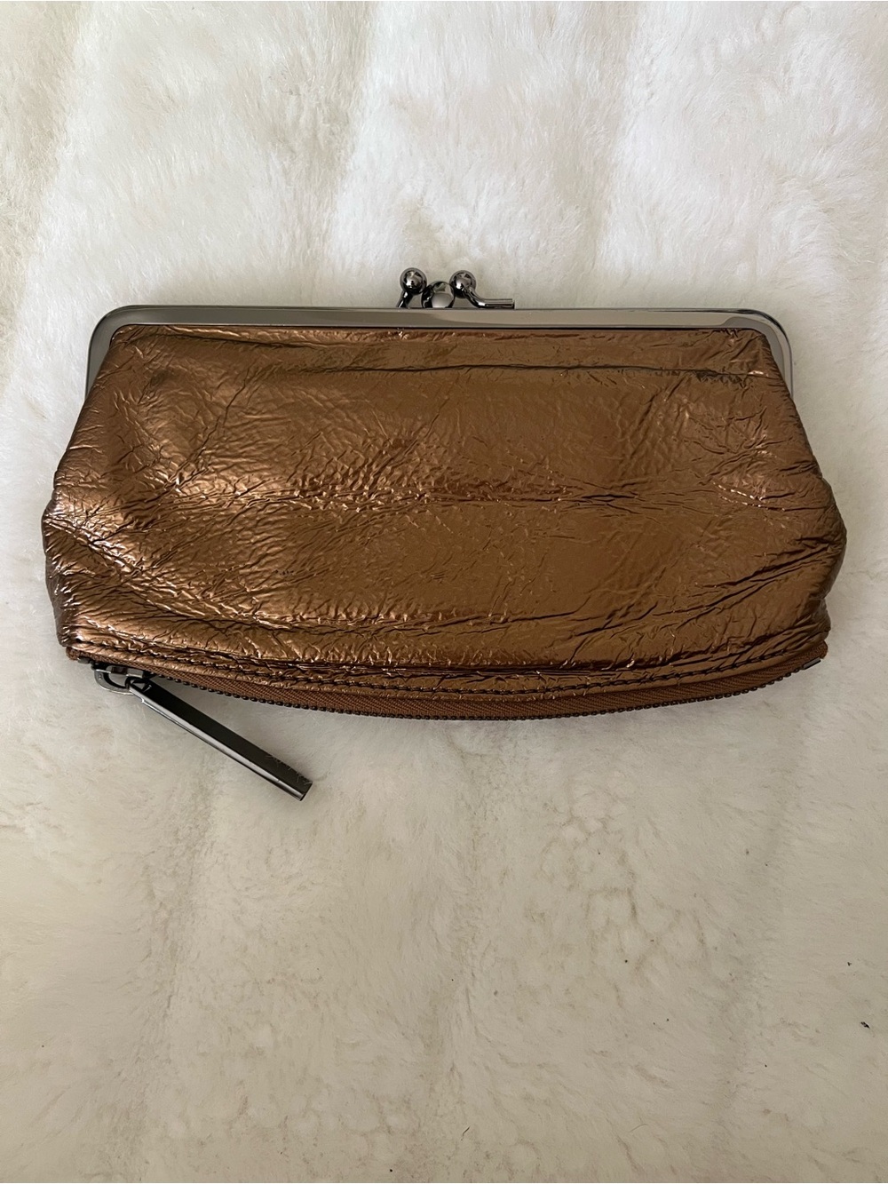 Hobo International Millie Clutch Wallet in bronze metallic EUC